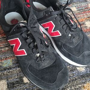 New Balance 574 D Rugged Black and Red Athletic Sneakers